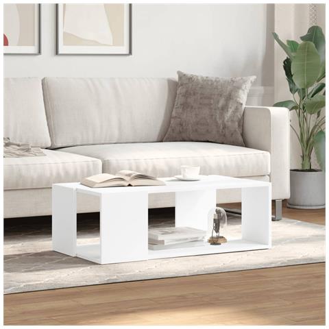Tavolino Da Salotto Bianco 89,5x48x30 Cm In Legno Multistrato - Foto 3