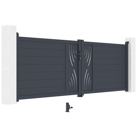 Cancello Battente 3,5m Veleta H. 120 Alluminio Grigio - Foto 2