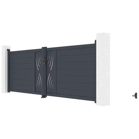 Cancello Battente 3,5m Veleta H. 120 Alluminio Grigio - Foto 6