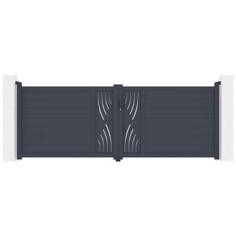 Cancello Battente 3,5m Veleta H. 120 Alluminio Grigio - Foto 1