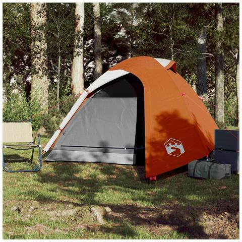 Tenda Da Campeggio A Cupola 3 Persone Arancione Impermeabile - Foto 3