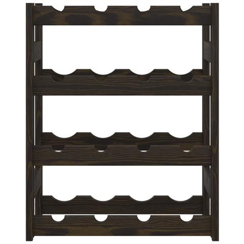 Portabottiglie Per 16 Bottiglie Nero Legno Massello Di Pino - Foto 3