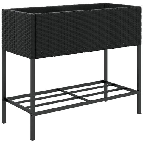 Fioriere da Giardino con Ripiani 2pz Nere 90x40x75cm Polyrattan - Foto 2
