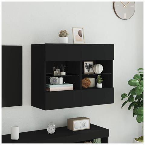 Mobile TV a Parete con Luci LED Nero 78,5x30x60,5 cm - Foto 10