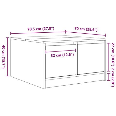 Tavolino da Salotto con Cassetti Legno Antico 70,5x70x40 cm - Foto 2