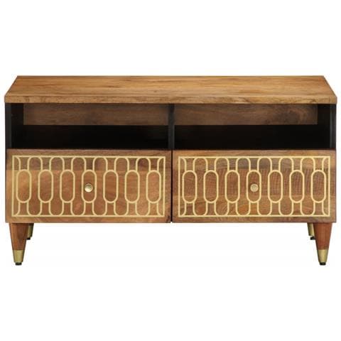 Tavolino Da Salotto 80x54x40 Cm In Legno Massello Di Mango - Foto 2