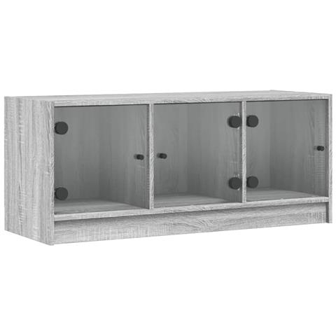 Mobile Porta Tv Con Ante In Vetro Grigio Sonoma 102x37x42 Cm - Foto 2