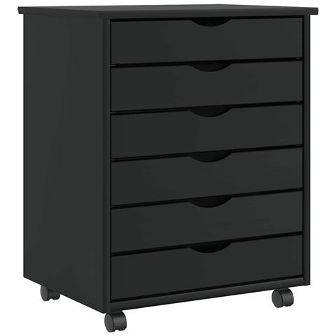 Armadietto Rotante Con Cassetti Moss Nero Legno Massello Pino - Foto 1