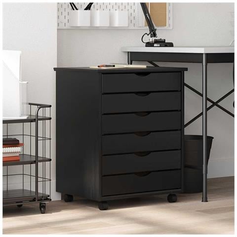 Armadietto Rotante Con Cassetti Moss Nero Legno Massello Pino - Foto 2