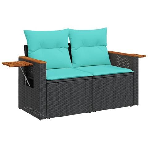 Set Divani Da Giardino 7 Pz Con Cuscini Nero In Polyrattan - Foto 3