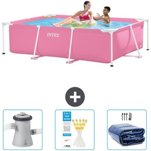 Piscina Fuori Terra - Rettangolo - 220x150x60 Cm - Rosa - Include Accessori Coordinati Cb74 - Foto 1