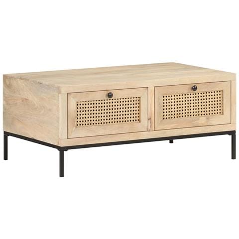 Lusso Casadino -  Tavolino Da Salotto 90x50x37 Cm Legno Massello Di Mango E Canna - Foto 8