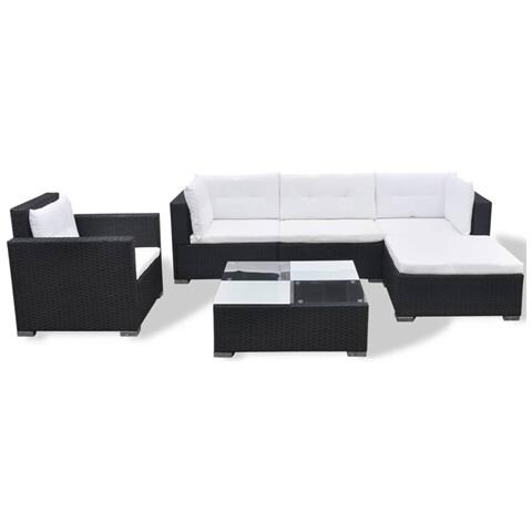 Set Divani Da Giardino 6 Pz Con Cuscini In Polyrattan Nero - Foto 2