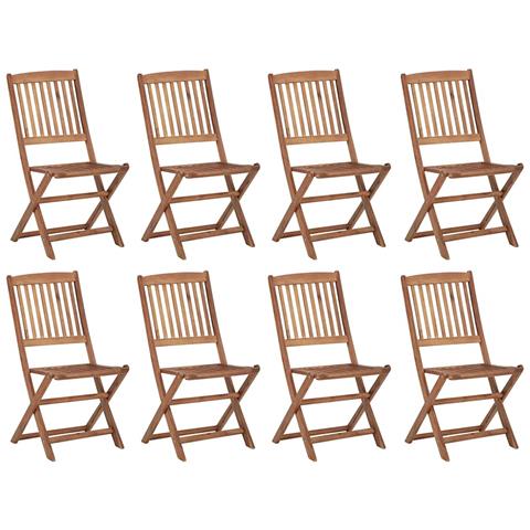 Lusso Casadino - Sedie Da Giardino Pieghevoli 8 Pz Con Cuscini Massello Acacia - Foto 1