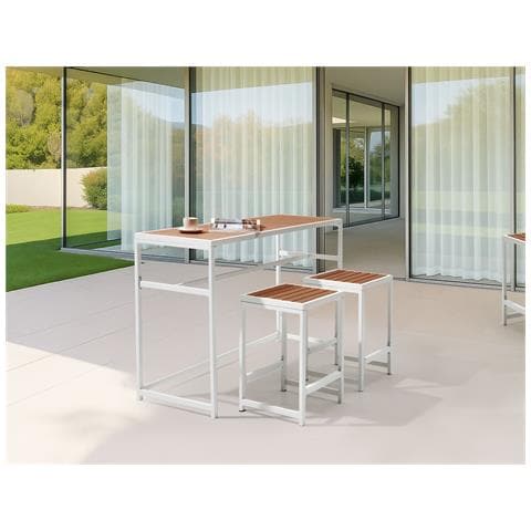 Tavolo Da Bar Da Giardino Avetrana 150 Cm 50 Cm Marrone /bianco - Foto 1