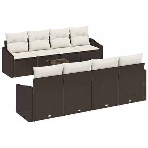 Set Divano da Giardino a 7 Pezzi con Cuscini Marrone Polyrattan - Foto 1