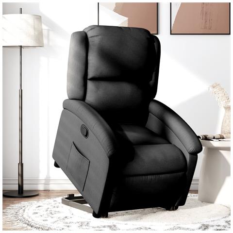 Poltrona Alzapersona Reclinabile Nera in Tessuto - Foto 2