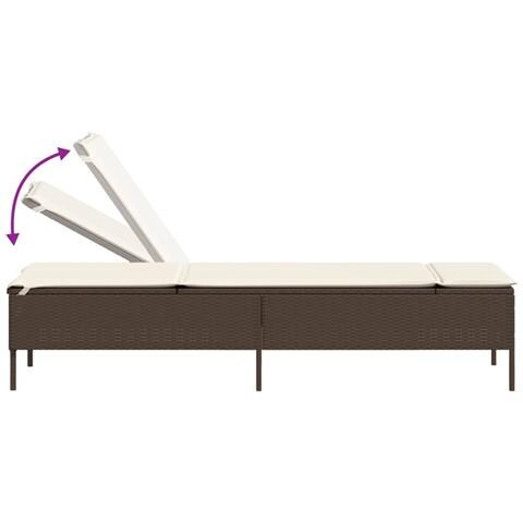 Set Lettini Prendisole con Cuscini 3pz Marrone in Polyrattan - Foto 9