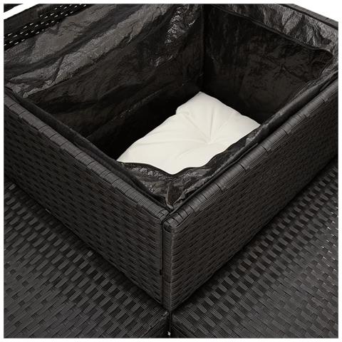 Divano da Giardino con Tavolo e Cuscini a L Nero in Polyrattan - Foto 9