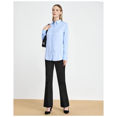 Tapata Pantaloni Da Donna A Zampa Eleganti A Vita Media Neri Lunghezza 74cm S - Foto 6