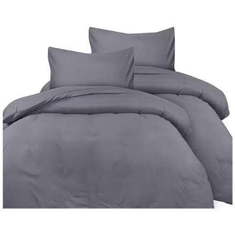 Biancheria Da Letto 135x200 Federe 80x80 4 Pezzi 100% Microfibra Grigio Scuro - Foto 1