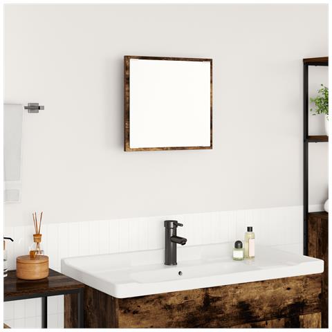 Specchio da Bagno a LED Rovere Affumicato 40x8.5x37 cm Legno Composito - Foto 2