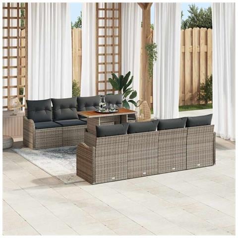 Set Divano da Giardino 9 pcs Grigio Poly Rattan - Foto 2