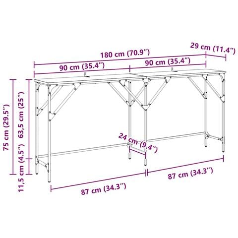 Tavolo consolle Legno vecchio 180 x 29 x 75 cm - Foto 9