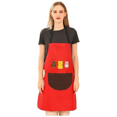 Grembiule Da Cucina Rosso Senza Maniche, Impermeabile E Resistente All'olio, Con Design Per Asciugare Le Mani - Foto 2