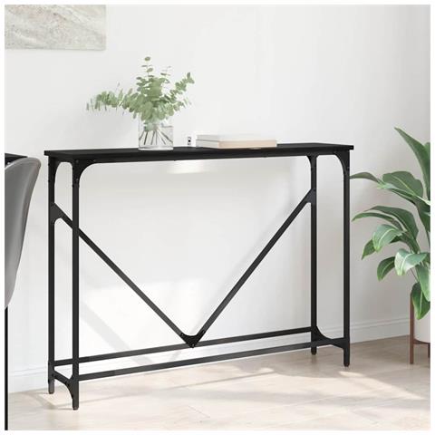 Tavolo consolle Rovere Nero 102 x 23 x 75 cm Legno multistrato - Foto 2