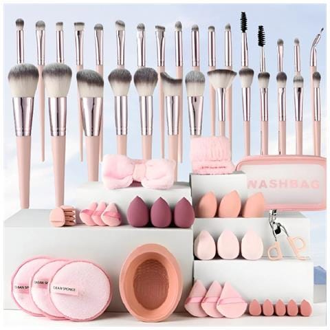 Set Completo Di 30 Pennelli Trucco Con Spugne, Fascia, Polsini E Pochette - Kit Cosmetico Completo - Foto 4