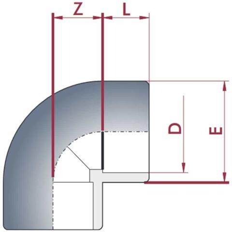 Raccordo Pvc A 90°  Pvc-u 63 Mm Pn16 Per Tubi - Foto 2