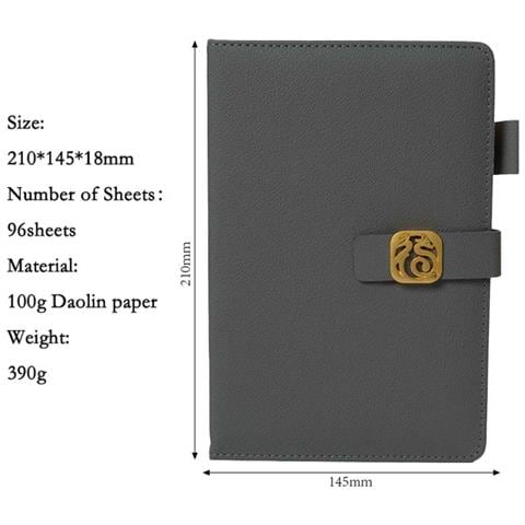 Quaderno A5 In Pelle Pu Ispessita Con Chiusura Magnetica E Portapenna Grey - Foto 2