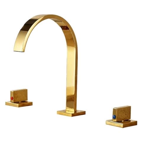 Rubinetto per lavabo da bagno, Blackswan, tipo M60, modello oro, misura 24 cm - Foto 1