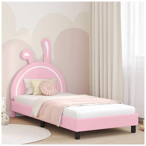 Struttura letto bambini con testata Rosa 90 x 200 cm PU - Foto 2
