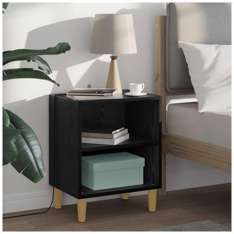 Armadietto per letto 2 pcs Rovere Nero 40 x 30 x 50 cm - Foto 2