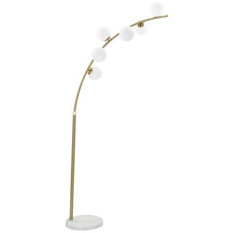 Lampada Da Terra Glamy Arc 6 Luci In Ferro Oro Con Globi In Vetro E Base In Marmo - Foto 1