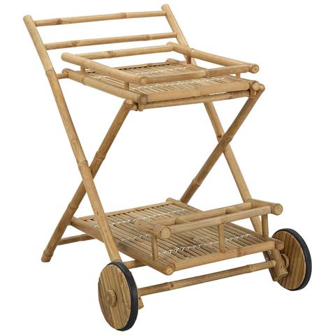 Carrello per tè con ruote Naturale 79 x 67.5 x 84 cm Bambù - Foto 1
