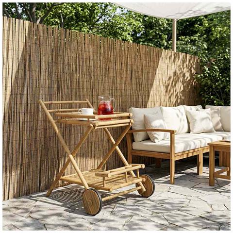 Carrello per tè con ruote Naturale 79 x 67.5 x 84 cm Bambù - Foto 2