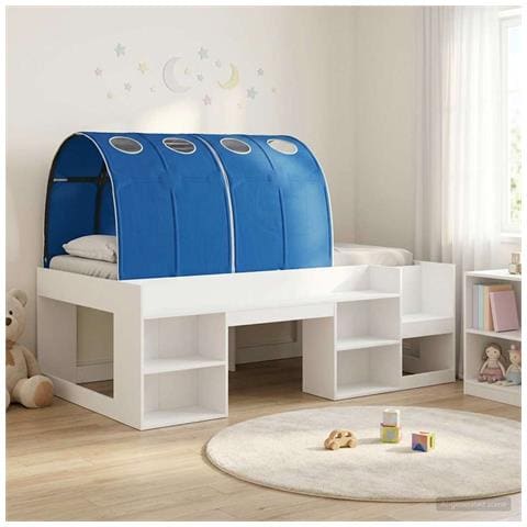 Letto alto per bambini con storage Bianco e Blu - Foto 2