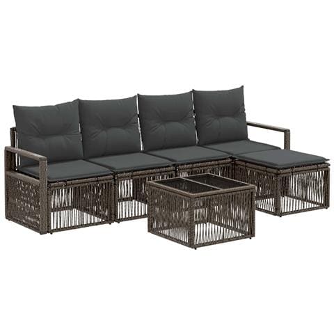 Set Divano da Giardino 6 pcs Grigio polyrattan - Foto 1