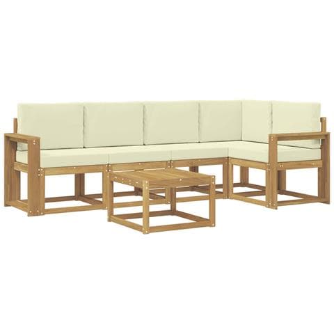 Set di divani da esterno con cuscino 6 pcs Bianco e Crema - Foto 1
