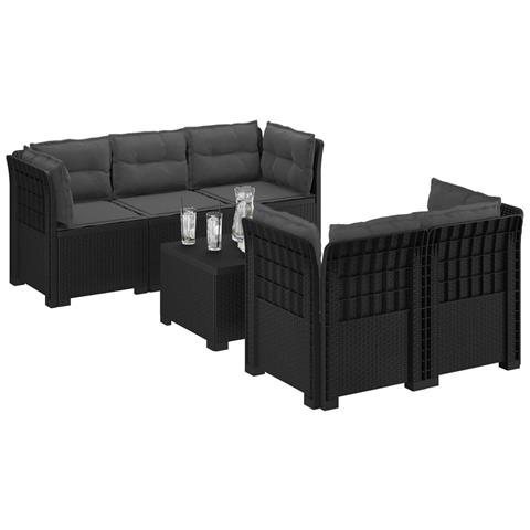 Divano da Giardino 5 Posti con Cuscini Stile Rattan PP - Foto 2