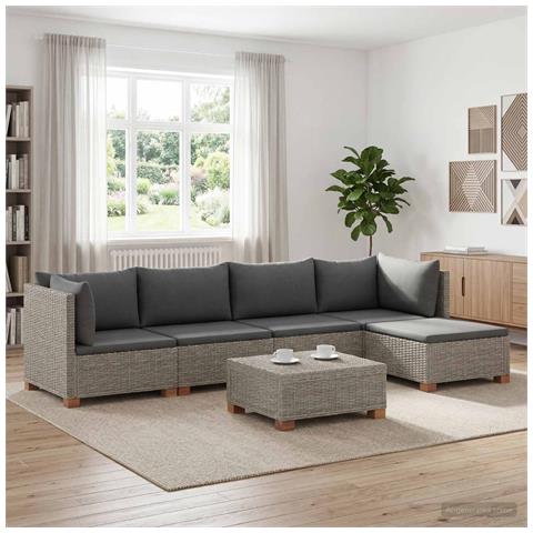 6 pz Set Lounge in Rattan con Cuscini GENDT Rattan naturale - Foto 10