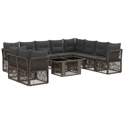 Set Divano da Giardino 11 pz Grigio polyrattan - Foto 1