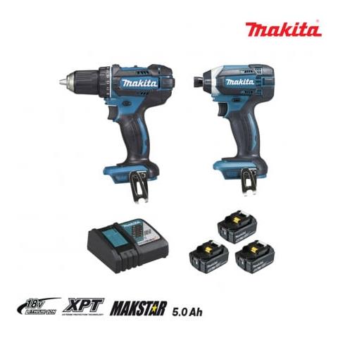 Set Di 2 Macchine Dlx2127tj1 18v 5.0ah - Cacciavite A Percussione Ddf482 - Cacciavite A Percussione Dtd152 - Foto 2