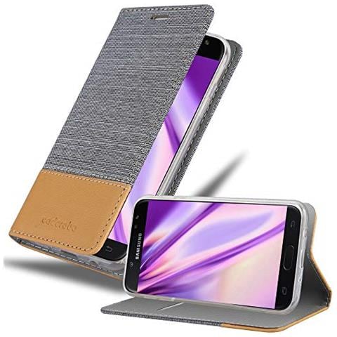 Custodia Compatibile Con Samsung Galaxy J7 2017 In Grigio Chiaro Marrone - Coperchio Protettiva Con Chiusura Magnetica, Funzione Stand E Tasca Per Le Carte - Foto 1