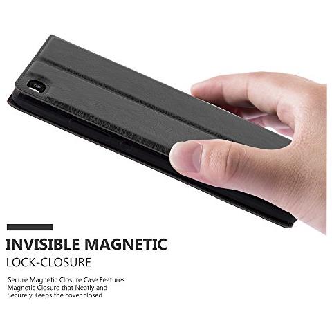 Cadorabo Custodia Compatibile Con Huawei P8 In Nero Cometa - Coperchio Protettivo Con Chiusura Magnetica, Funzione Stand E 2 Finestre Di Visualizzazione - Foto 2