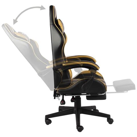 Sedia Da Gaming Con Poggiapiedi Nero E Oro In Similpelle - Foto 2