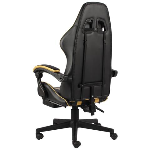 Sedia Da Gaming Con Poggiapiedi Nero E Oro In Similpelle - Foto 6